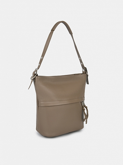  Сумка женская из натуральной кожи, бежевая, 27*32*14 