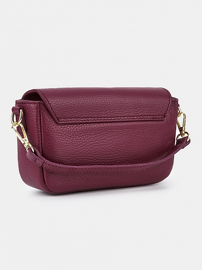 Сумка женская из натуральной кожи, фиолетовая, 22x5x12