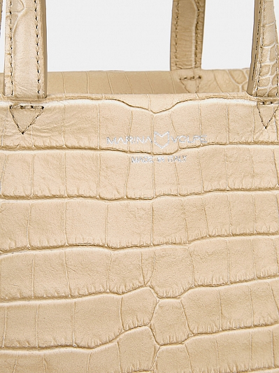 Сумка женская из натуральной кожи, бежевая, 24x11x19
