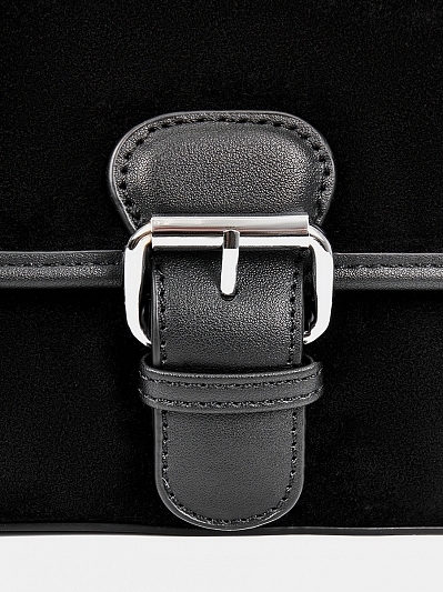 Сумка женская из натуральной замши, черная, 25x9x17