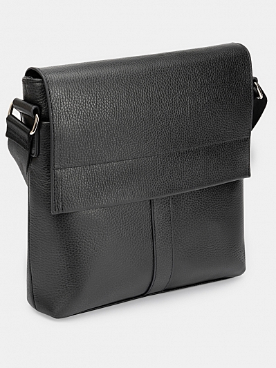 АУГС191200 Сумка мужская нат.кожа 270*300*65 черная