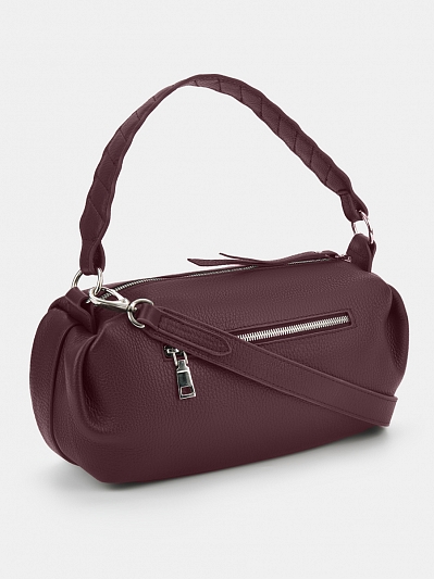  Сумка женская из натуральной кожи, бордовая, 30х12х14