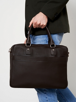 АУГС277400 Сумка мужская нат.кожа суприм 380*290*70  коричневая