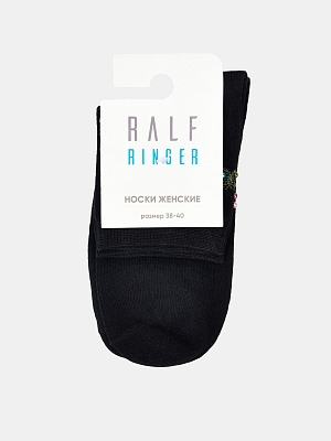 АУОН063900 Носки женск.хлопк.с принтом&quot;Ба бочка&quot;(бус.и люр) р.25 черн.