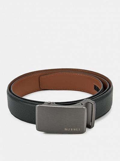 АУГР096300 Ремень мужской Ralf Ringer,нат кожа,130х3,4,черный