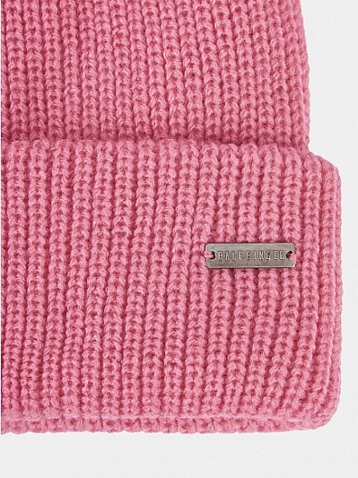  Шапка женская вязаная, темно-розовая