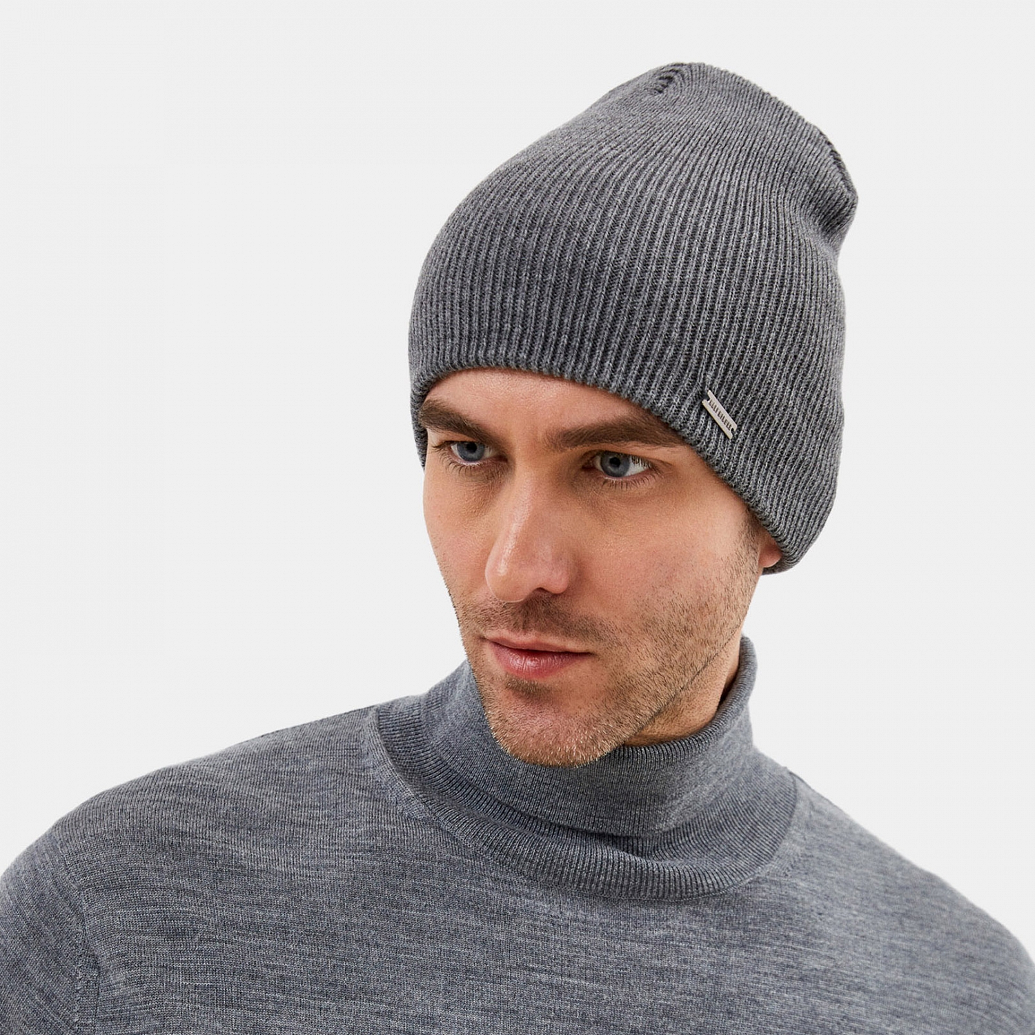 WMT-220-48-PAP-08_Н Шапка мужская 70%шерсть,30% акрил,б/разм,серая
