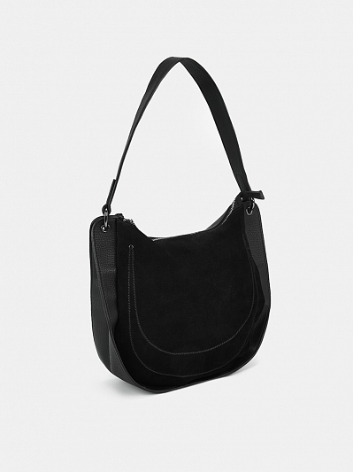 45041-1/10 Сумка женская,BAGGINI,иск.кожа +замша,31*28*10,черная