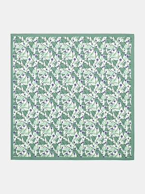 170312P-17488-14_Н Платок женский,100%полиэстер ,55*55, зеленый