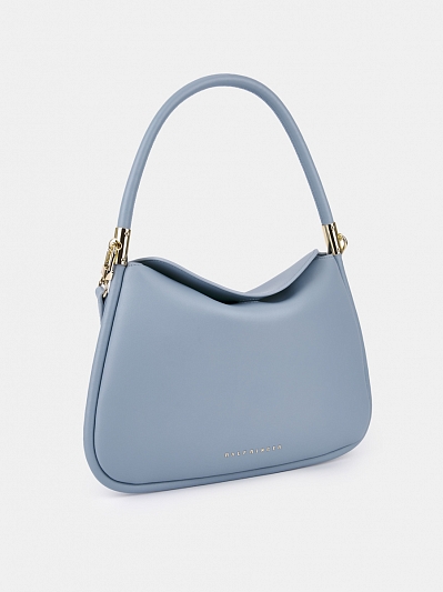 Сумка женская из натуральной кожи, голубая, 33х2,5х26