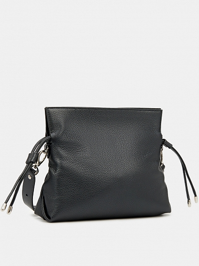 Сумка женская из натуральной кожи, черная, 26*26*7