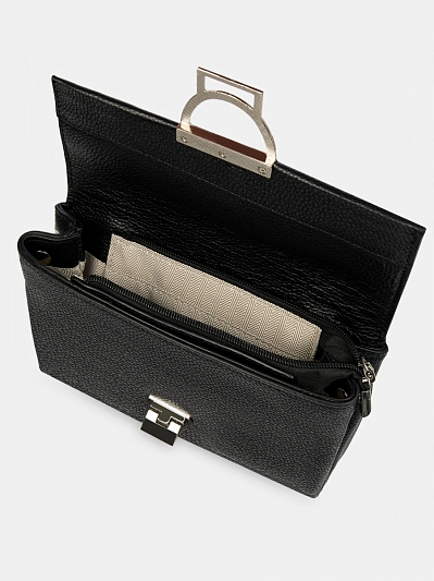 Сумка женская из натуральной кожи, черная, 21*6*15 