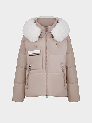 АУОЧ038400 Куртка женская,полиэстер, ,длина 75,бежевая