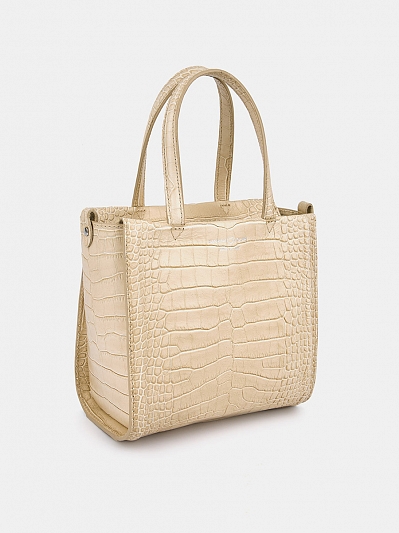 Сумка женская из натуральной кожи, бежевая, 24x11x19