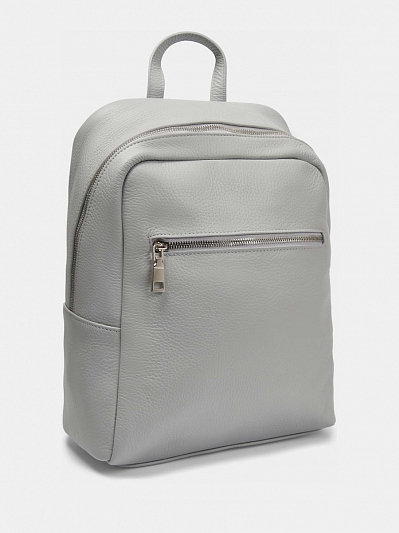 Рюкзак женский из натуральной кожи, серый, 25x32x10