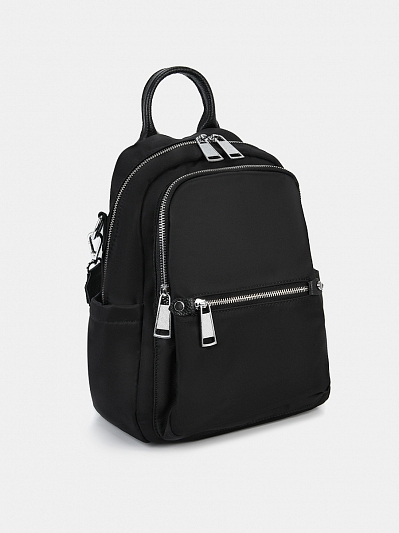 25027/10 Рюкзак жен.BAGGINI иск.кожа+те кстиль 26х30х10 черный