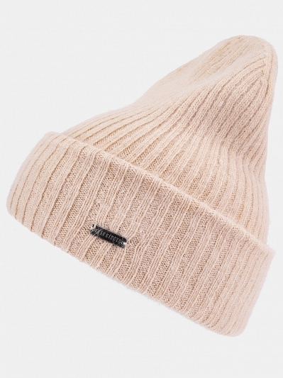 Шапка женская с ангорой, бежевая