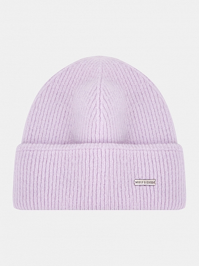 Шапка женская с шерстью, сиреневая
