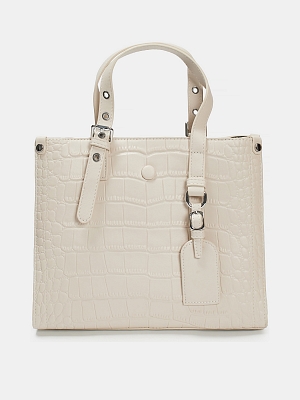 Сумка женская, серо-бежевая, 28*23*12 