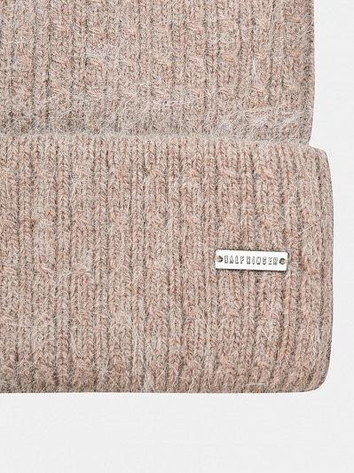  Шапка женская с кашемиром, бежевая