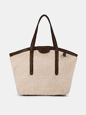 АУГС331800 Сумка женская искусст.кожа/иск усст.мех,260х150х280,беж/конья