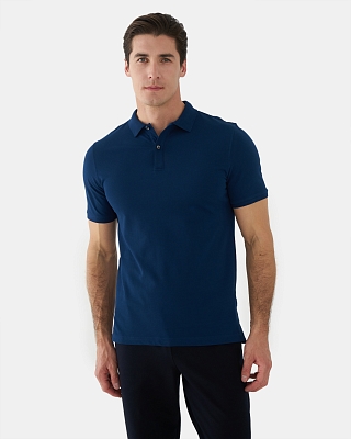 RR-04-SAX-BLUE_Н Футболка - поло мужская 100% хлопок , синяя