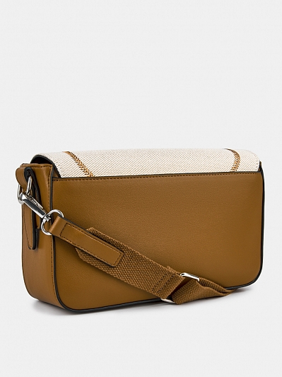 Сумка кросс-боди женская, коричнево-молочная, 27*8*16