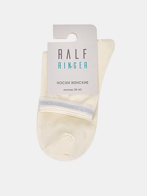 АУОН066600 Женские хлопк.носки с люрексом полоска на паголенке р.25молоч