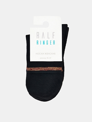 АУОН063300 Носки женск.хлопк.однотонн.с л юрексом на резинке р.23черные