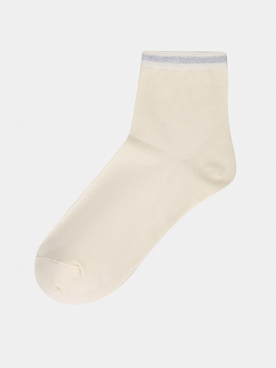 АУОН066600 Женские хлопк.носки с люрексом полоска на паголенке р.25молоч