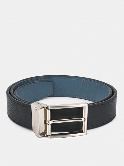 150413P-14287-01/02 Ремень мужской Ralf Ringer,нат ур.кожа,115х3,4см,черный/голуб