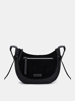 21126-1/10 Сумка женская,BAGGINI,иск.кожа +замша,30*23*8,черная