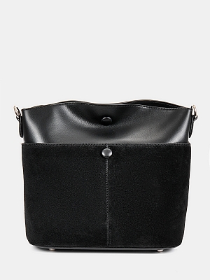 R45035/10 Сумка женская, иск. кожа+натур замша,270x130x260,черная