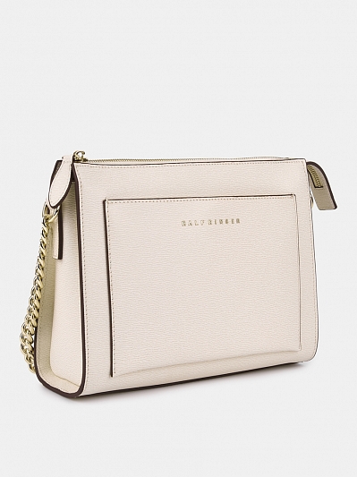 Сумка женская из натуральной кожи, белая, 25х8х20