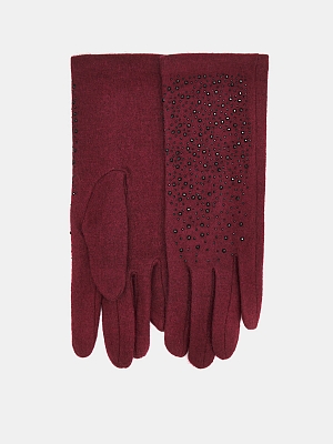 LB-PH-42-RF-bordo-M_Н Перчатки жен.трикотаж 80%шерст ь,20% нейлон,р.М бордовые