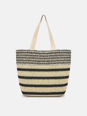 RR-112-007-61-4 Сумка женская,95%целлюлоза 5%полиэстр320x150x350,черн/беж