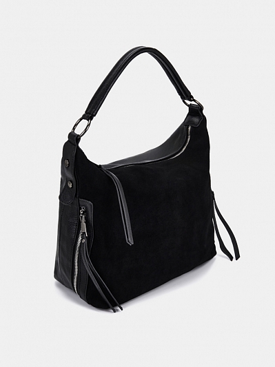 45027/10 Сумка жен.,иск.кожа+замша 32*28*14 BAGGINI черная