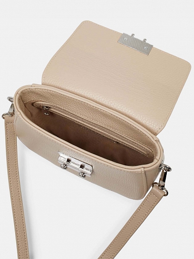 Сумка женская из натуральной кожи, бежевая, 19*13*6