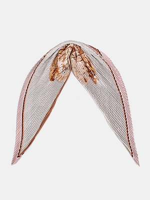 LSZ34-091-16 Палантин женский,50%шелк,50%вис коза,70х70см,коричневый