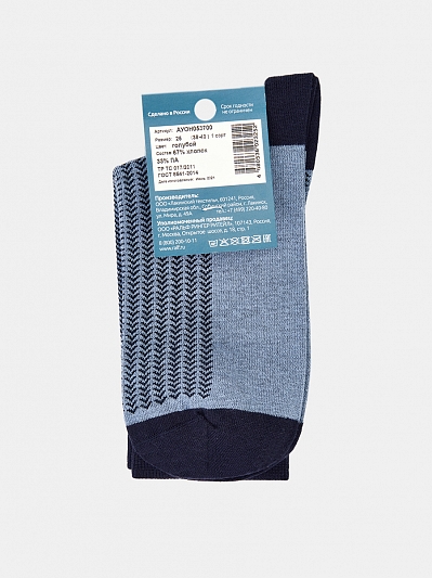 АУОН053700_Н Носки мужские р.25-27хлопок 67% полиамид 33%,голубые