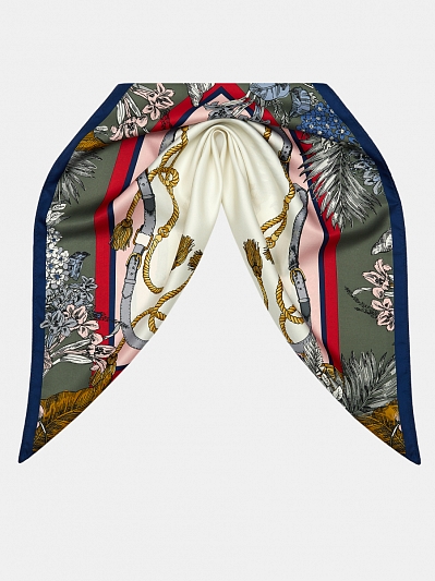 170312P-17946-04_Н Платок женский,100%полиэстер ,55*55, синий/белый