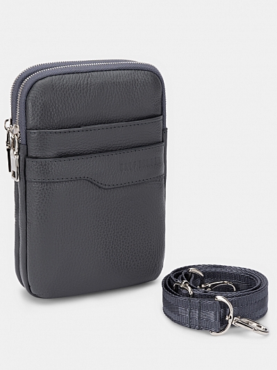 АУГС222300 Сумка мужская 140х210х40 нат.кожа серая