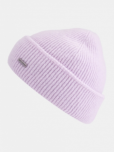 Шапка женская с шерстью, сиреневая