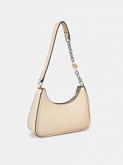 Сумка багет женская, бежевая, 27,5*8*19