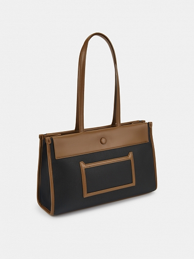 АУГС331900 Сумка женская искусственная ко жа,380х80х240,черн/коричневая