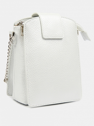 Сумка женская из натуральной кожи, белая, 13х18х6