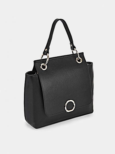 Сумка женская из натуральной кожи, черная, 10*12,5*32