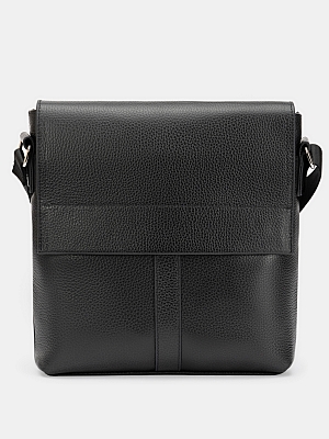 АУГС191200 Сумка мужская нат.кожа 270*300*65 черная