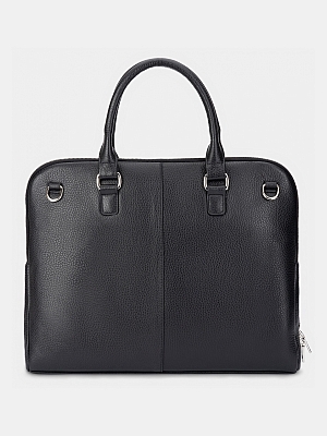 АУГС225400 Сумка мужская 380х305х45 нат.кожа черная