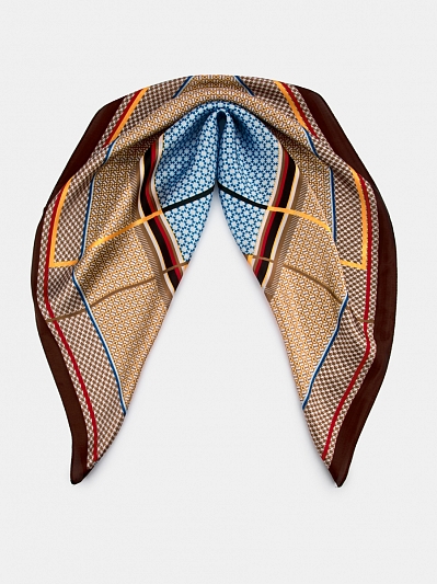 170313P-17514-02/25 Платок женский Ralf Ringer 100%полиэстер,70х70,коричневый/оранжевый